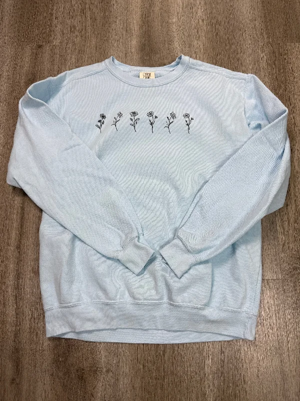 Men's Hoodies for Outdoor ActivitiesSweatshirt Crewneck By Comfort Colors In Blue, Size: M Men's Hoodies for Outdoor ActivitiesSweatshirt Crewneck By Comfort Colors In Blue, Size: M