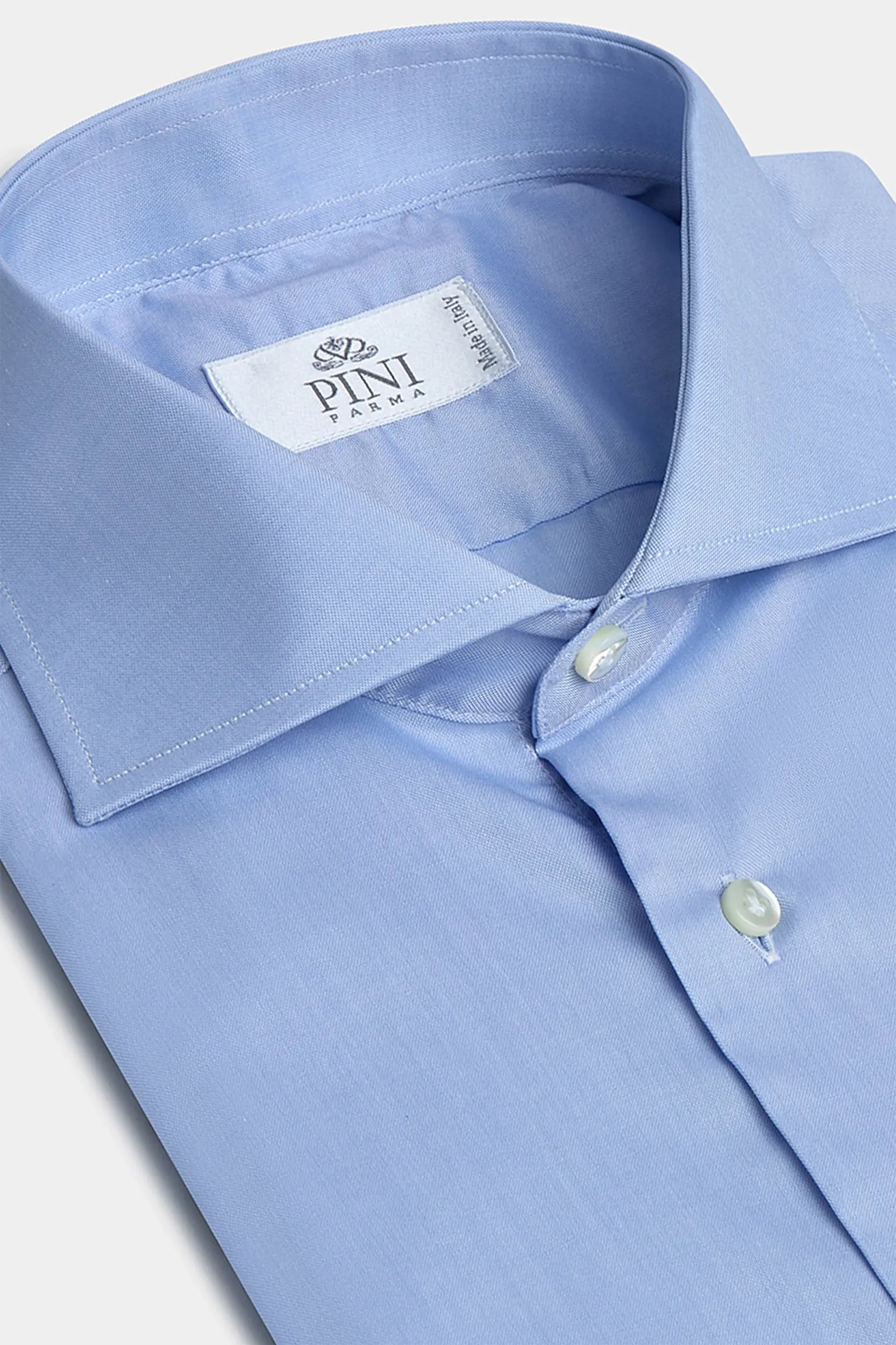 Men's Wingtip-Collar Shirts for a Classic TouchLight blue Shirt with double cuff - Made In Italy Men's Wingtip-Collar Shirts for a Classic TouchLight blue Shirt with double cuff - Made In Italy