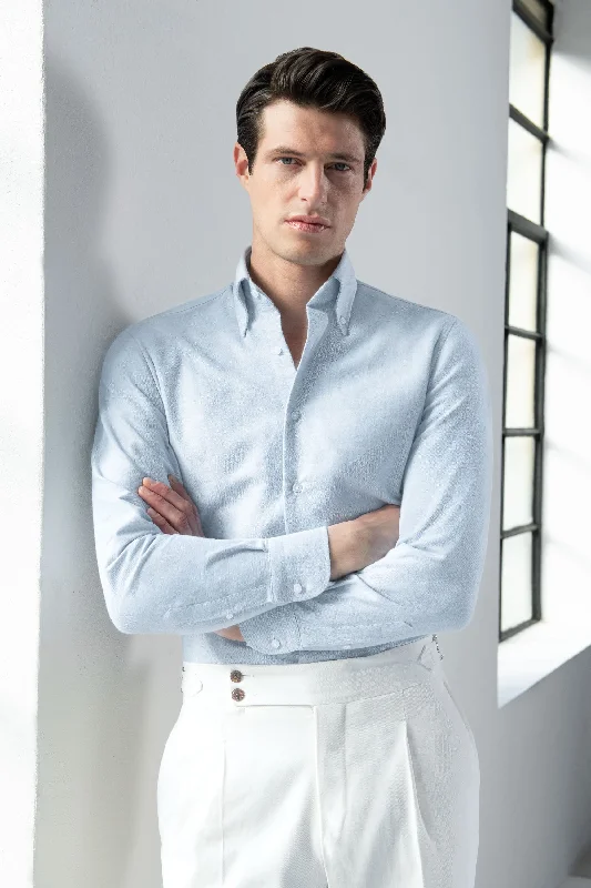 Versatile Men's Short-Sleeve ShirtsWater green soft oxford button down shirt - Made In Italy