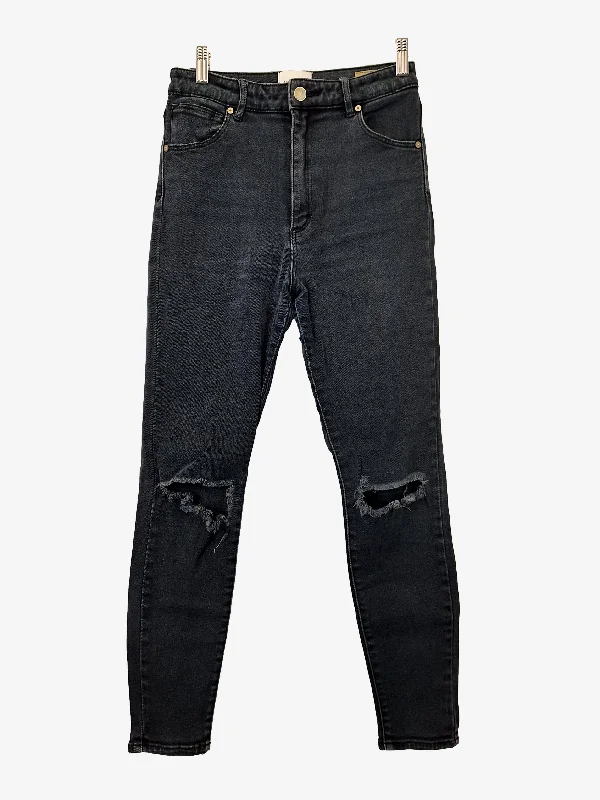 Affordable Men's JeansAbrand Distressed Washed Black High Rise Skinny Jeans Size 10
