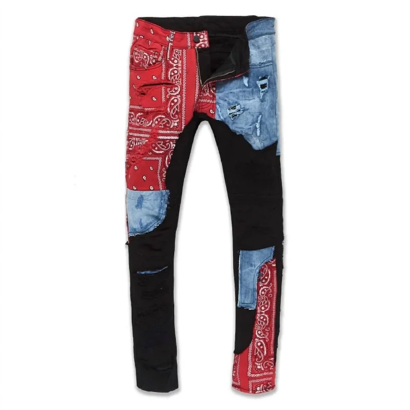 Men's Jeans with Embroidered LogosMen's Ross Represent Denim Jeans In Crimson