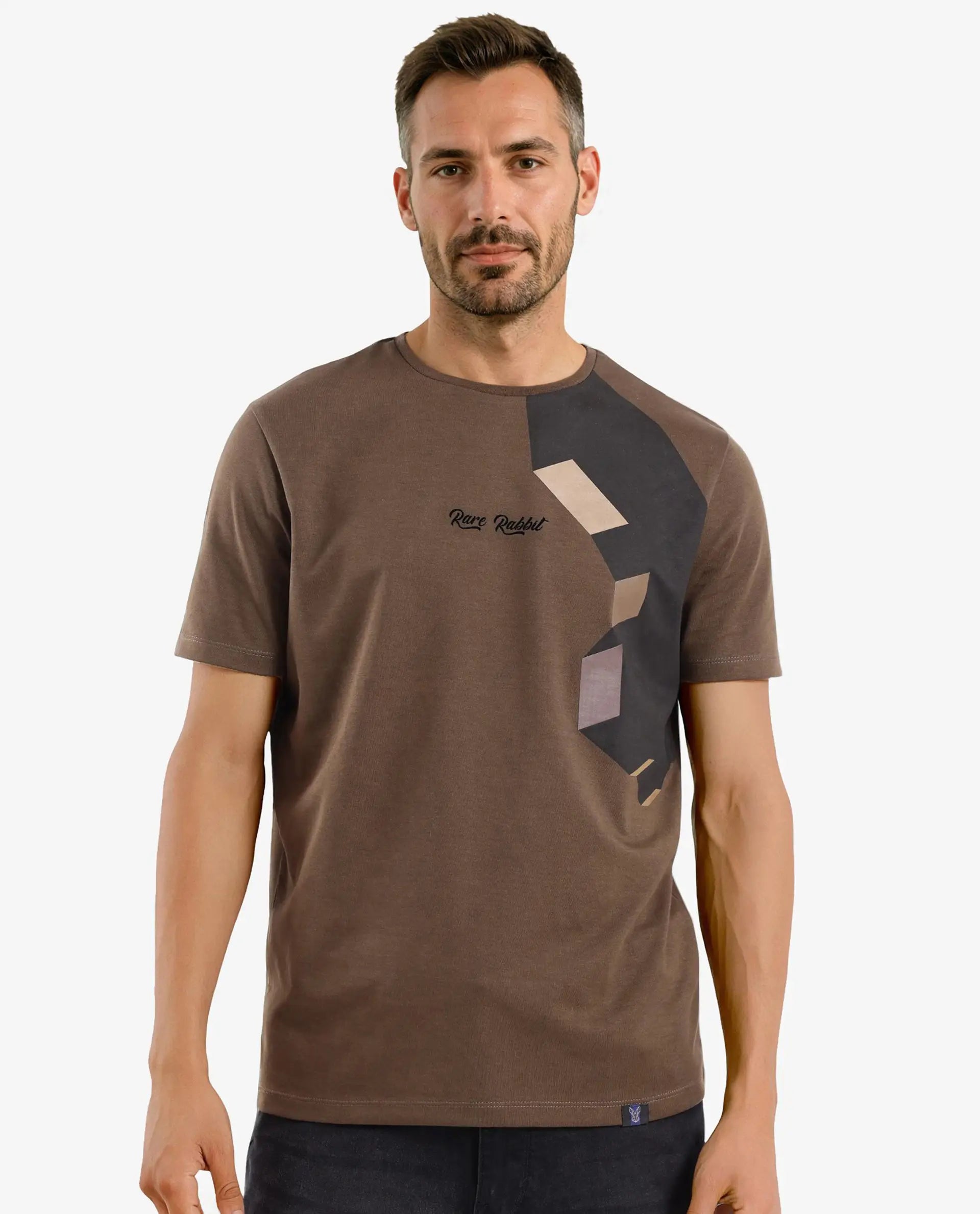 Men's Shirts with Striped PatternsRare Rabbit Men Antu Olive Cotton Polyester Fabric Short Sleeve Crew Neck Logo Print Oversized T-Shirt Men's Shirts with Striped PatternsRare Rabbit Men Antu Olive Cotton Polyester Fabric Short Sleeve Crew Neck Logo Print Oversized T-Shirt