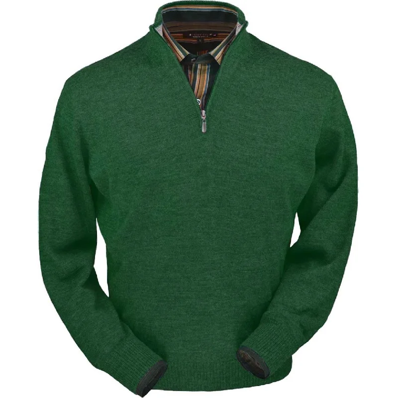 Men's Sweaters with PocketsRoyal Alpaca Half-Zip Mock Neck Sweater in Leaf Heather by Peru Unlimited Men's Sweaters with PocketsRoyal Alpaca Half-Zip Mock Neck Sweater in Leaf Heather by Peru Unlimited