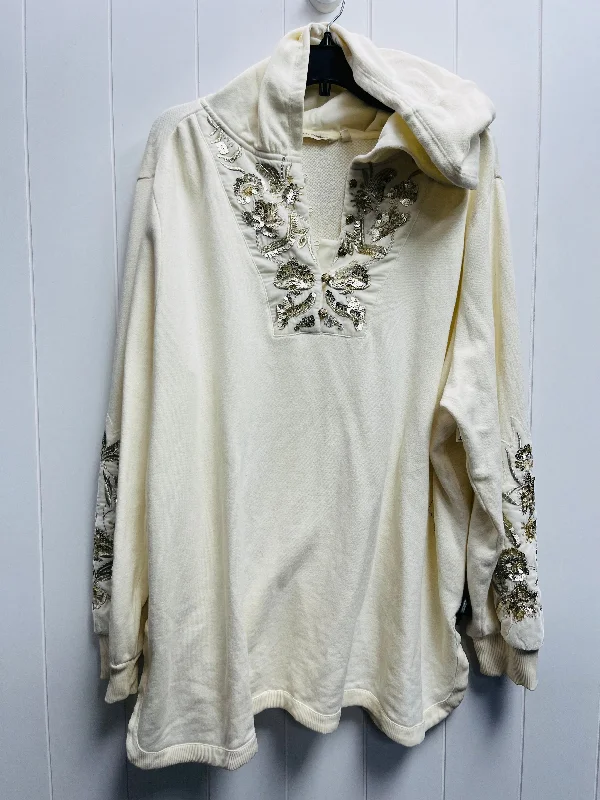 Men's Hoodies with Button-Down PocketsSweatshirt Hoodie By Soft Surroundings In Cream, Size: 2x Men's Hoodies with Button-Down PocketsSweatshirt Hoodie By Soft Surroundings In Cream, Size: 2x