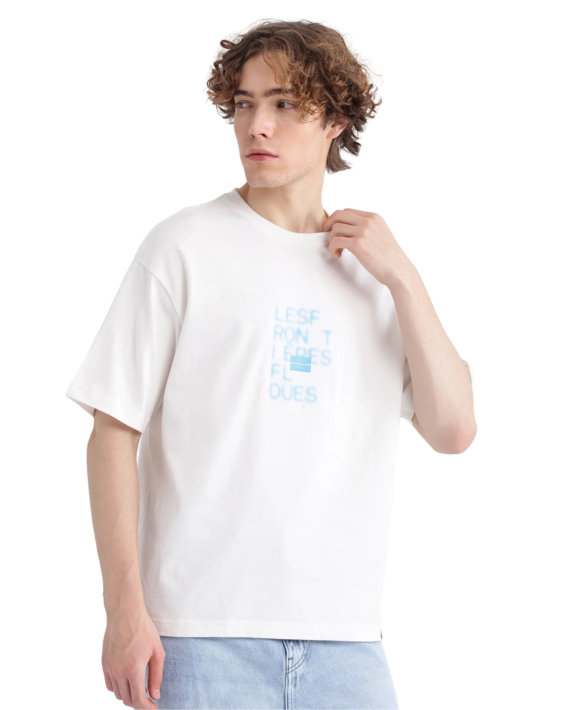 Men's Shirts with Spread CollarsRare Rabbit Men Justin Off White Cotton Fabric Short Sleeve Crew Neck Graphic Print T-Shirt Men's Shirts with Spread CollarsRare Rabbit Men Justin Off White Cotton Fabric Short Sleeve Crew Neck Graphic Print T-Shirt