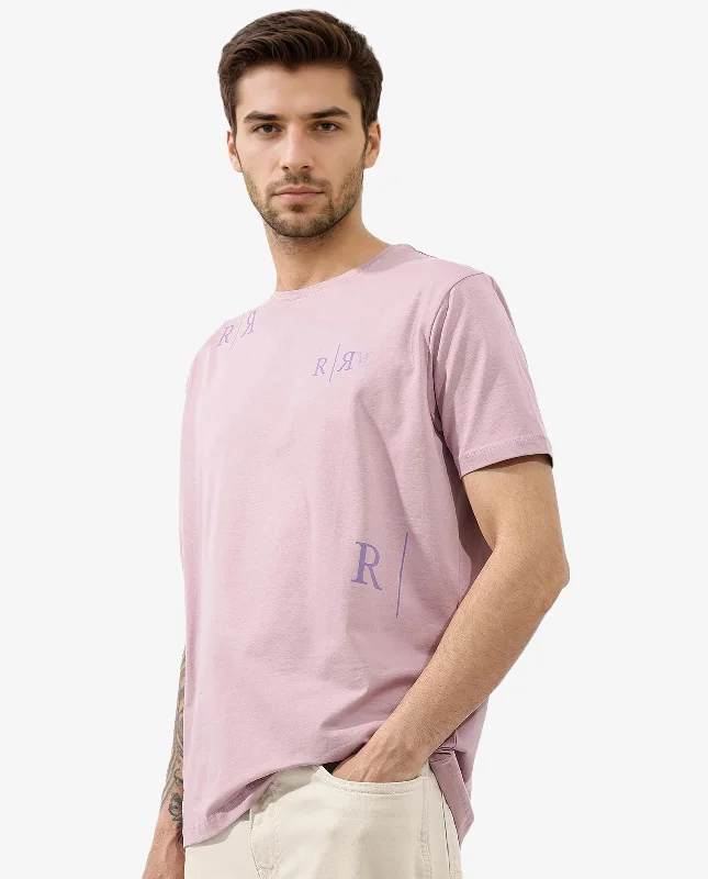 Men's Shirts with Roll-Up SleevesRare Rabbit Mens Brule Dusky Pink Short Sleeve Monogram Graphic Print T-Shirt Men's Shirts with Roll-Up SleevesRare Rabbit Mens Brule Dusky Pink Short Sleeve Monogram Graphic Print T-Shirt
