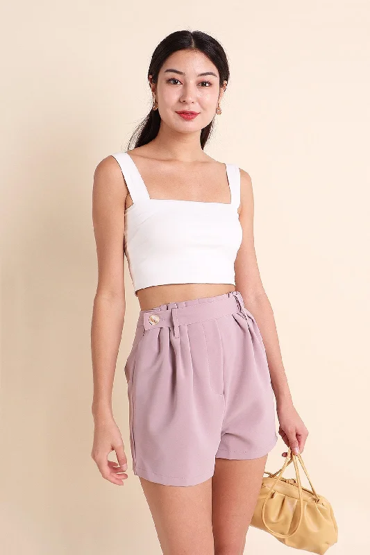 Men's High-Waisted Pants for a Retro StyleMADEBYNM SARA PLEATED SASH SHORTS IN DUSK LILAC Men's High-Waisted Pants for a Retro StyleMADEBYNM SARA PLEATED SASH SHORTS IN DUSK LILAC