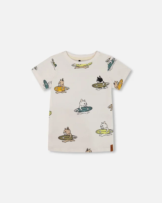 Men's Shirts with Spread CollarsPrinted Organic Cotton Tee Multicolored Splash On Off-White Men's Shirts with Spread CollarsPrinted Organic Cotton Tee Multicolored Splash On Off-White