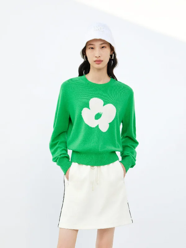 Athletic Men's Performance SweatersFloral Pattern Wool Sweater