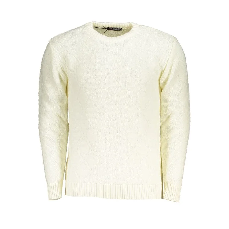 Men's Sweaters with Contrast TrimU.S. Grand Polo White Fabric Men's Sweater