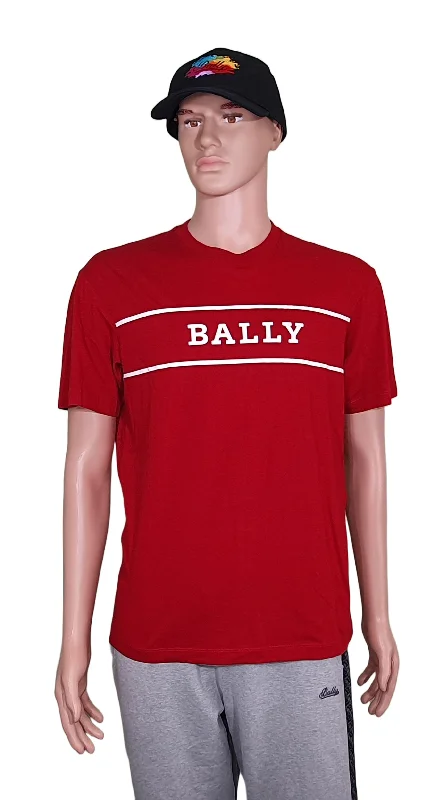 Men's Shirts with Logo EmbossmentsBally 6240605 Men's Red Cotton Printed Logo T-Shirt Men's Shirts with Logo EmbossmentsBally 6240605 Men's Red Cotton Printed Logo T-Shirt