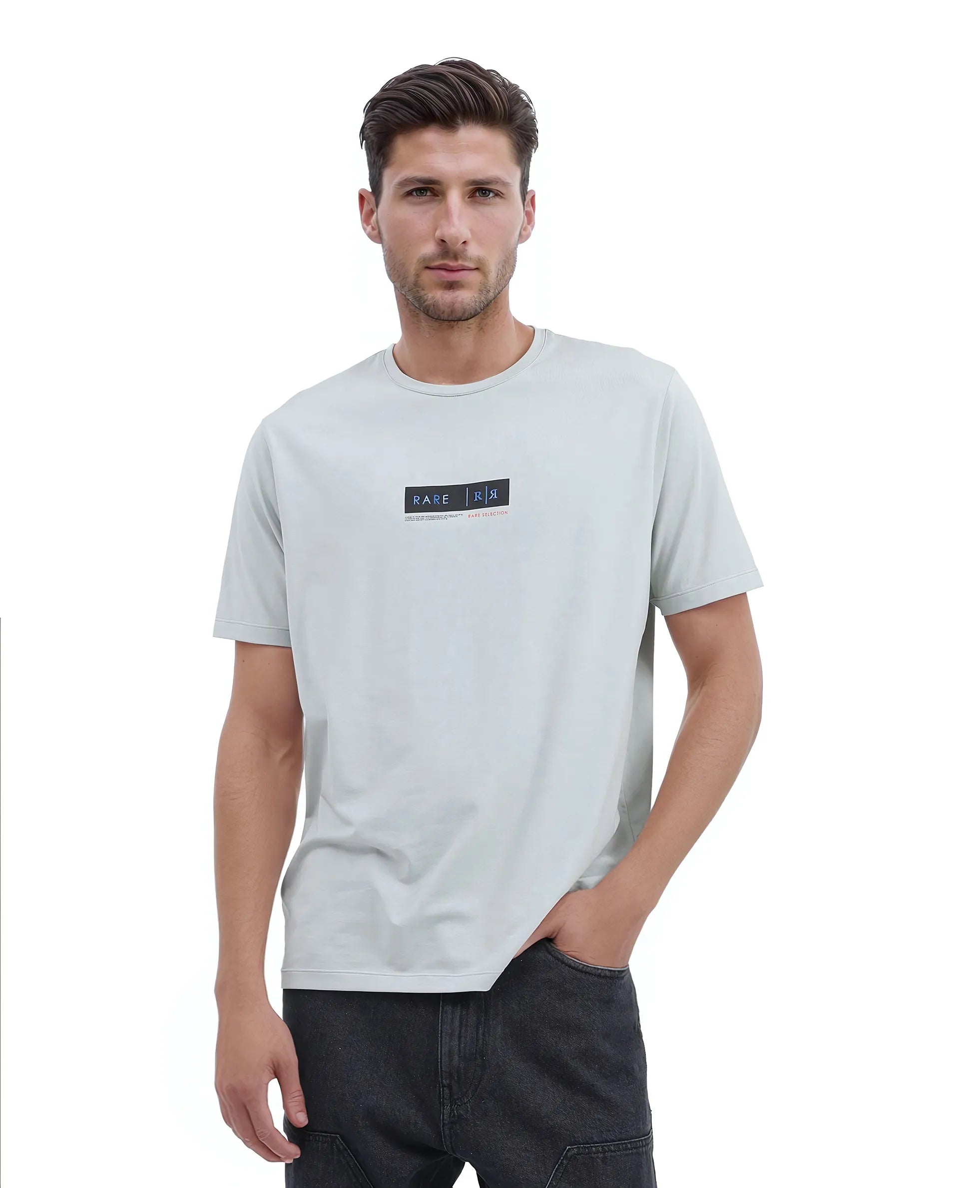 Men's Shirts with Appliquéd SleevesRare Rabbit Men Rolt Dusky Green Cotton Blend Fabric Short Sleeve Crew Neck Hd Print T-Shirt Men's Shirts with Appliquéd SleevesRare Rabbit Men Rolt Dusky Green Cotton Blend Fabric Short Sleeve Crew Neck Hd Print T-Shirt