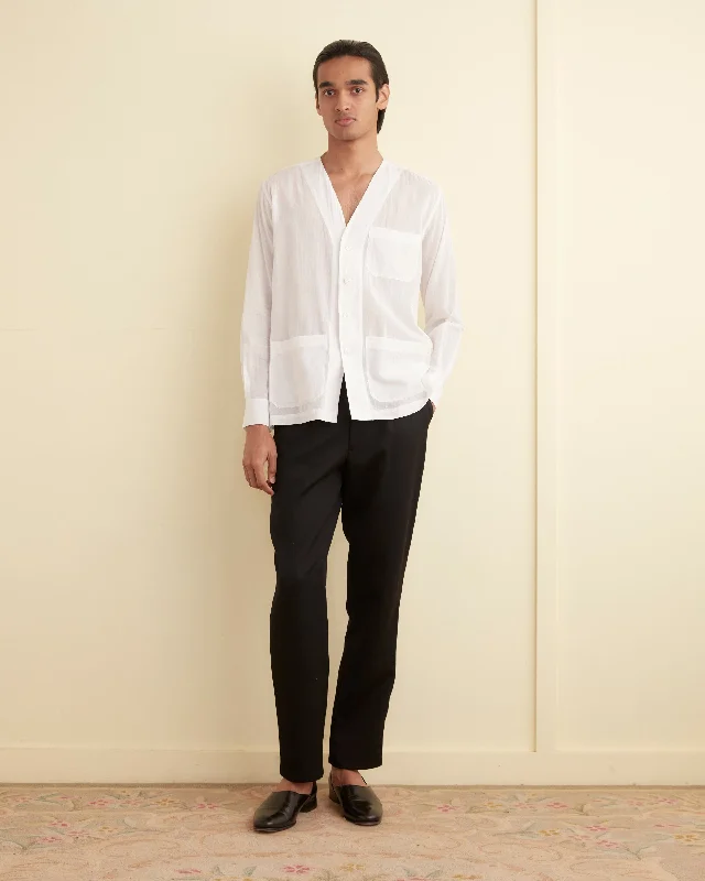 Men's Solid-Colored Shirts for VersatilityVoile Roberto Shirt - White