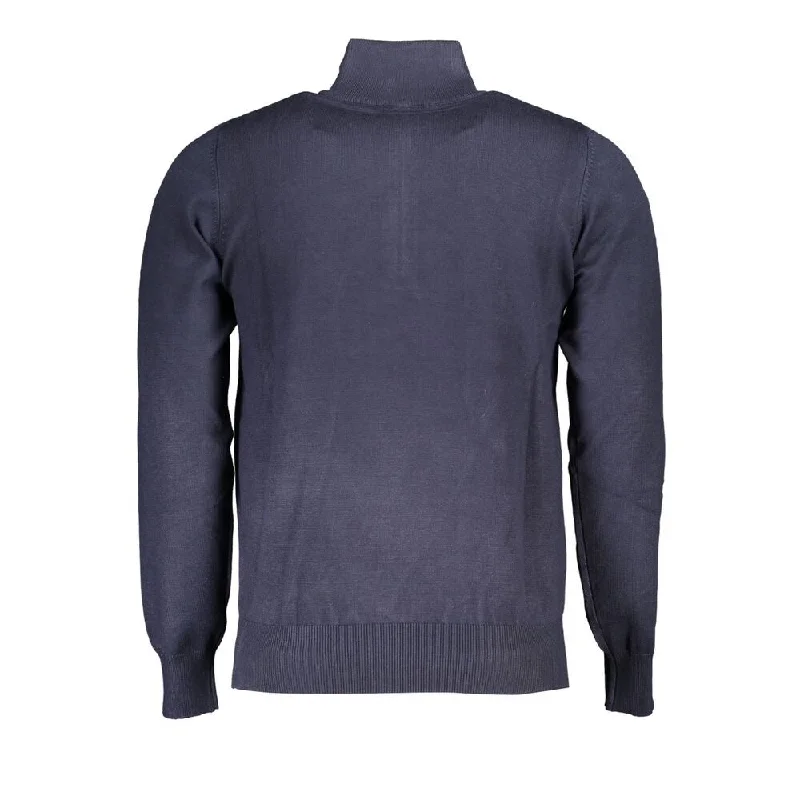 Men's Sweaters with ButtonsU.S. Grand Polo Elegant Half-Zip Blue Sweater with Embroidered Men's Logo Men's Sweaters with ButtonsU.S. Grand Polo Elegant Half-Zip Blue Sweater with Embroidered Men's Logo