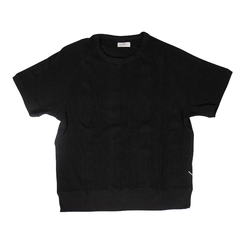 Men's Shirts with Drawstring WaistbandsSaturdays Nyc Kyrie Waffle Stripe S/S Tee - Black Men's Shirts with Drawstring WaistbandsSaturdays Nyc Kyrie Waffle Stripe S/S Tee - Black
