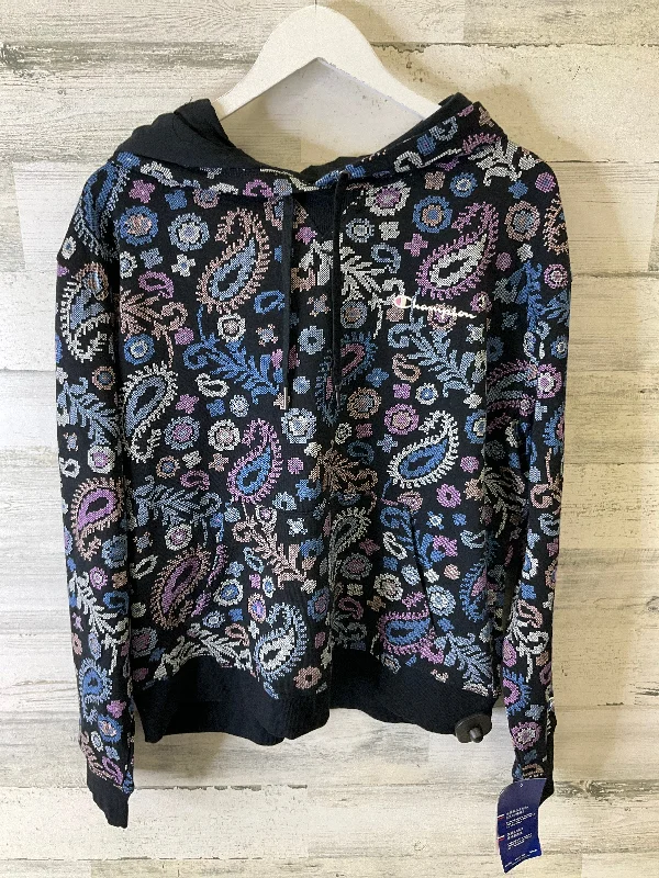 Men's Hoodies with Contrast Fabric PanelsAthletic Sweatshirt Hoodie By Champion In Black & Blue, Size: 2x Men's Hoodies with Contrast Fabric PanelsAthletic Sweatshirt Hoodie By Champion In Black & Blue, Size: 2x