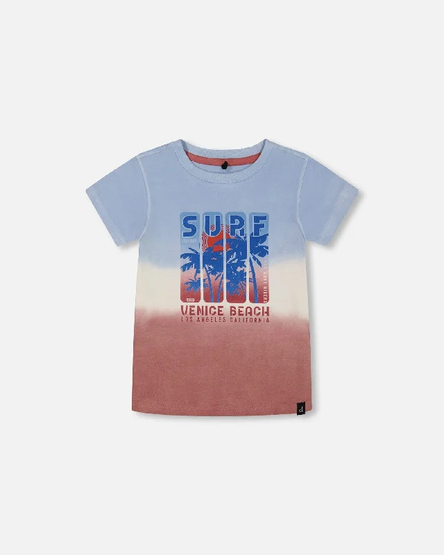 Men's Shirts with Snap ButtonsShort Sleeve Organic Cotton Graphic Tee Gradient Pale Blue And Dark Old Rose Men's Shirts with Snap ButtonsShort Sleeve Organic Cotton Graphic Tee Gradient Pale Blue And Dark Old Rose