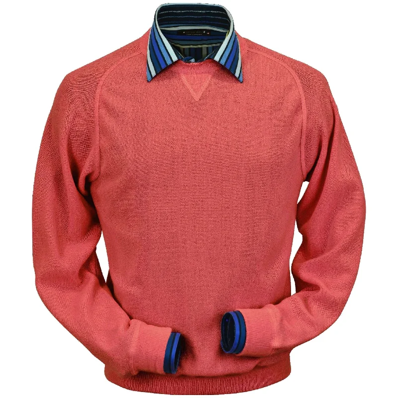 Men's Sweaters with Ribbed HemsBaby Alpaca 'Links Stitch' Sweatshirt-Style Crew Neck Sweater in Cayenne Red Heather by Peru Unlimited Men's Sweaters with Ribbed HemsBaby Alpaca 'Links Stitch' Sweatshirt-Style Crew Neck Sweater in Cayenne Red Heather by Peru Unlimited