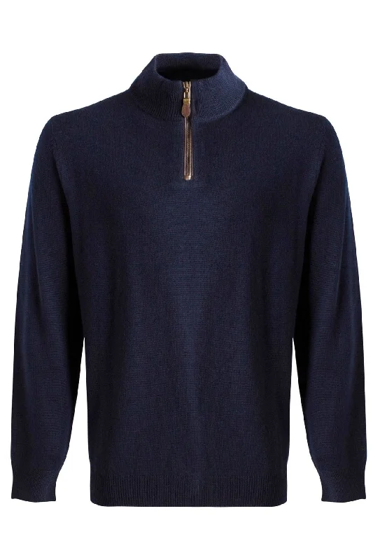 Men's Sweaters with Kangaroo PocketsExtra Fine 'Zegna Baruffa' Merino Wool Quarter-Zip Sweater in Navy by Viyella Men's Sweaters with Kangaroo PocketsExtra Fine 'Zegna Baruffa' Merino Wool Quarter-Zip Sweater in Navy by Viyella