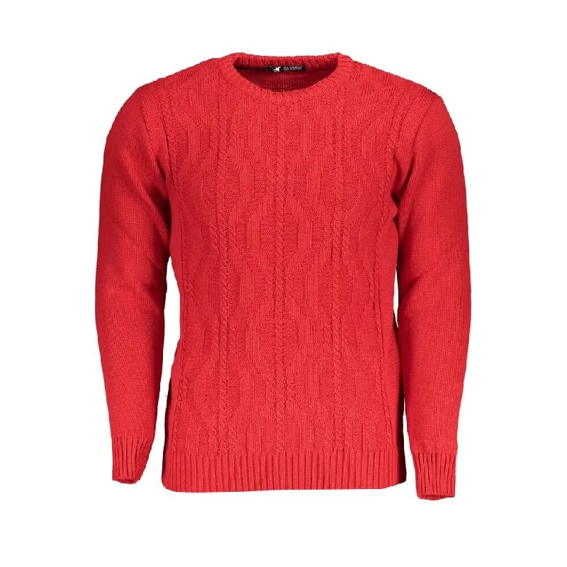Classic Men's Wool SweatersU.S. Grand Polo Red Fabric Men's Sweater