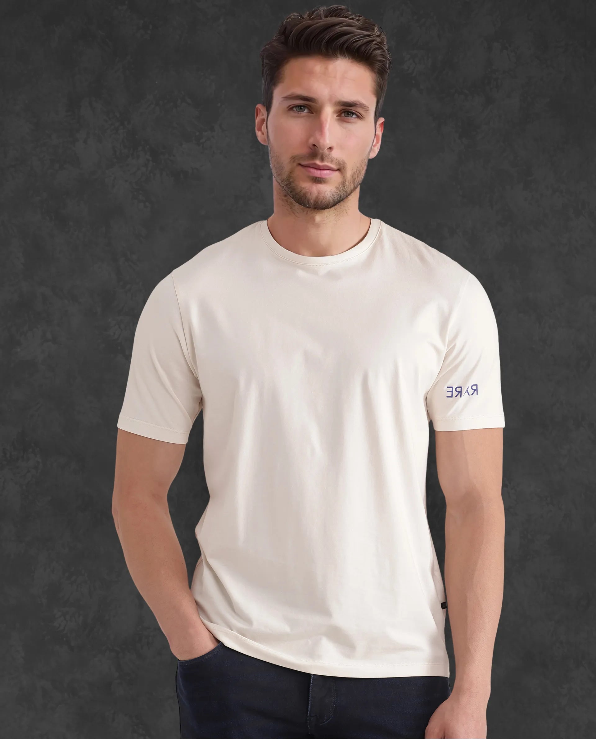 Men's Shirts for CampingRare Rabbit Men Nomo Beige Cotton Blend Fabric Short Sleeve Crew Neck Monogram Backprint T-Shirt Men's Shirts for CampingRare Rabbit Men Nomo Beige Cotton Blend Fabric Short Sleeve Crew Neck Monogram Backprint T-Shirt