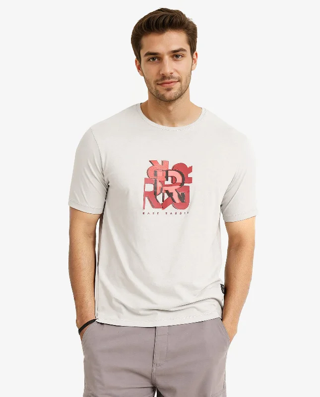 Men's Shirts with Drawstring WaistbandsRare Rabbit Men Caleb Light Grey Cotton Lycra Fabric Short Sleeve Crew Neck Regular Fit Graphic Print T-Shirt Men's Shirts with Drawstring WaistbandsRare Rabbit Men Caleb Light Grey Cotton Lycra Fabric Short Sleeve Crew Neck Regular Fit Graphic Print T-Shirt