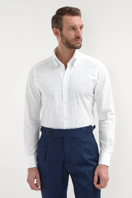 Men's French-Cuff Shirts for a Sophisticated EdgeWhite seersucker button down shirt - Made In Italy Men's French-Cuff Shirts for a Sophisticated EdgeWhite seersucker button down shirt - Made In Italy