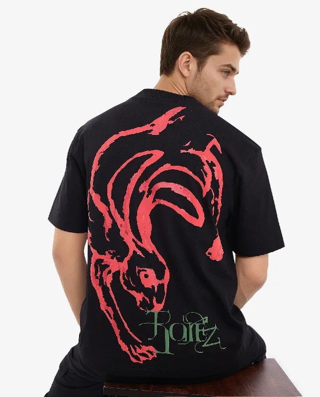 Men's Shirts with Full PlacketsRare Rabbit Men Rabb Black Cotton Fabric Short Sleeve Crew Neck Oversized Fit Graphic Back Print T-Shirt Men's Shirts with Full PlacketsRare Rabbit Men Rabb Black Cotton Fabric Short Sleeve Crew Neck Oversized Fit Graphic Back Print T-Shirt