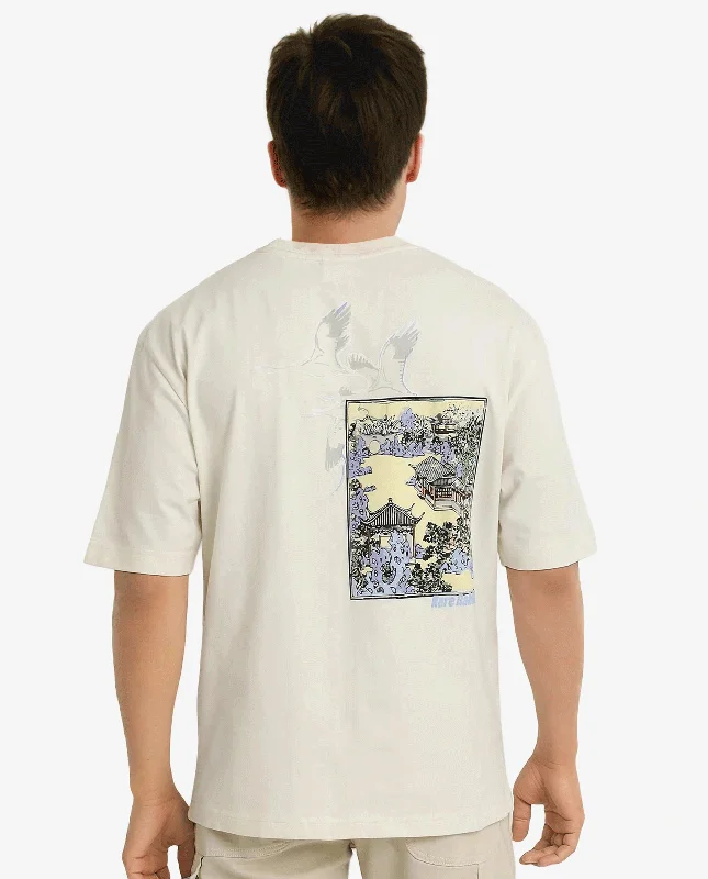 Stylish Men's HenleysRare Rabbit Men Jap Off White Short Sleeve Crew Neck Boxy Fit Graphic Printed T-Shirt Stylish Men's HenleysRare Rabbit Men Jap Off White Short Sleeve Crew Neck Boxy Fit Graphic Printed T-Shirt
