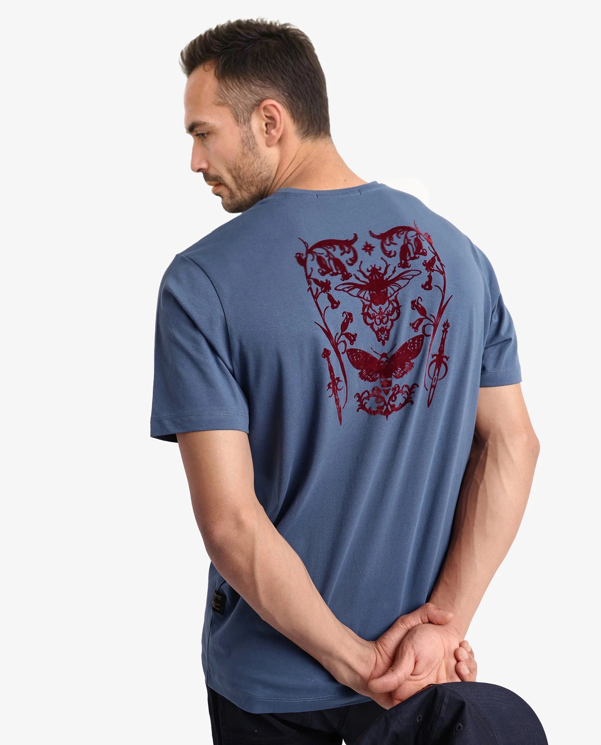 Breathable Men's Mesh TopsRare Rabbit Men Tegor Petrol Cotton Lycra Fabric Short Sleeve Crew Neck Regular Fit Graphic Back Flock Print T-Shirt Breathable Men's Mesh TopsRare Rabbit Men Tegor Petrol Cotton Lycra Fabric Short Sleeve Crew Neck Regular Fit Graphic Back Flock Print T-Shirt