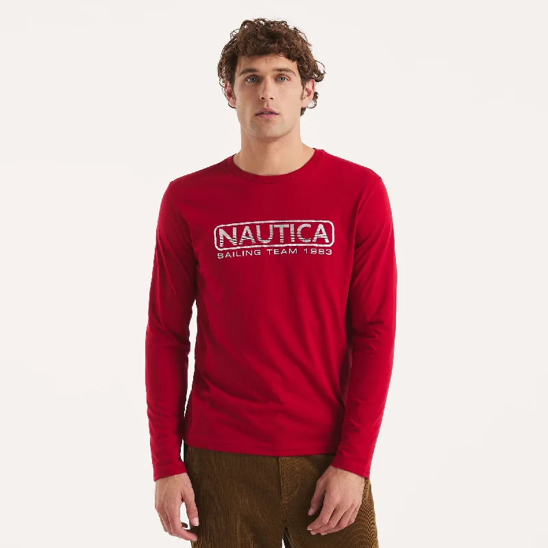 Men's Shirts with Snap ButtonsNautica Mens Graphic Long-Sleeve T-Shirt