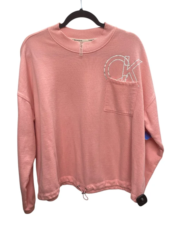 Casual Men's Zip-Up HoodiesSweatshirt Crewneck By Calvin Klein In Pink, Size: 2x