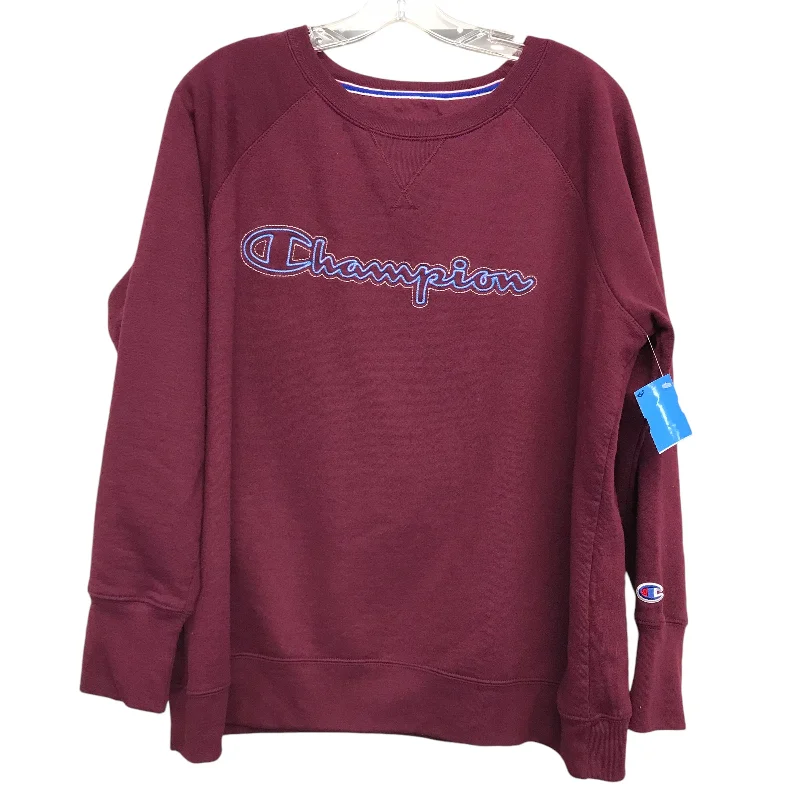 Functional Men's Workout HoodiesAthletic Sweatshirt Crewneck By Champion In Maroon, Size:1X