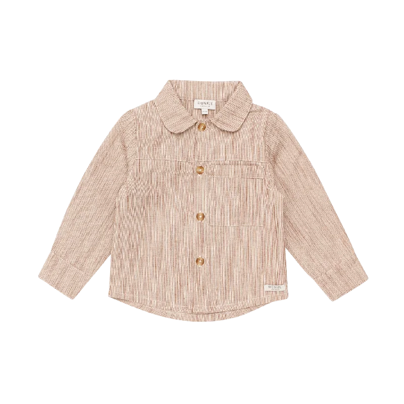 Men's Dressy Casual Shirts for Smart-Casual EventsPieter Overshirt | Rust - White Striped Men's Dressy Casual Shirts for Smart-Casual EventsPieter Overshirt | Rust - White Striped