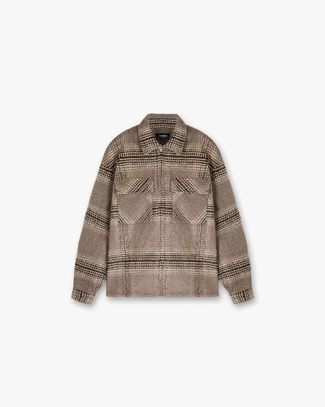 Men's Solid-Color Block Shirts for a Bold StatementRepresent Flannel Shirt - Brown Check Men's Solid-Color Block Shirts for a Bold StatementRepresent Flannel Shirt - Brown Check