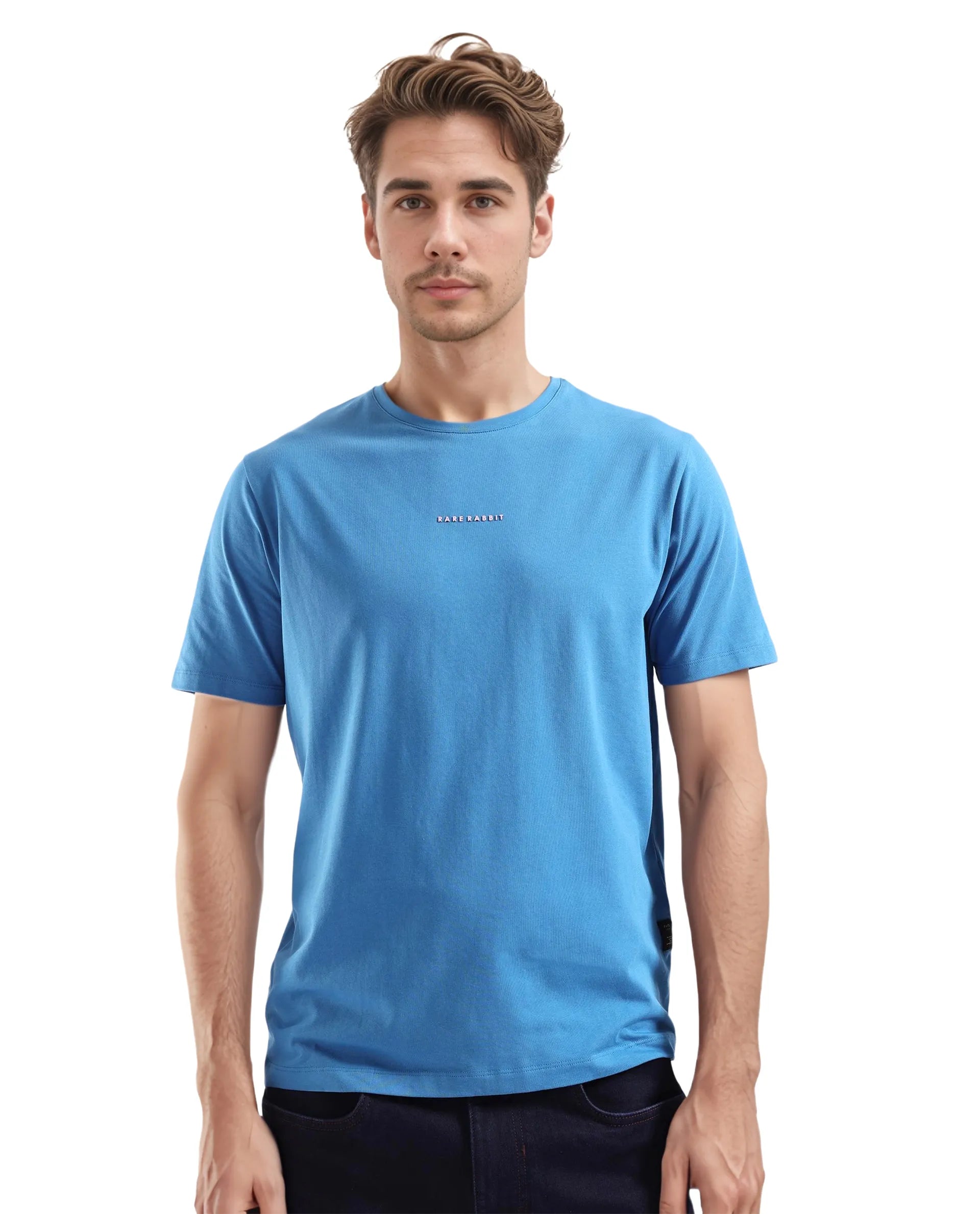 Men's Shirts with Cowl NecksRare Rabbit Men Rabbit-Inf Petrol Cotton Lycra Fabric Short Sleeve Crew Neck Regular Fit Printed T-Shirt Men's Shirts with Cowl NecksRare Rabbit Men Rabbit-Inf Petrol Cotton Lycra Fabric Short Sleeve Crew Neck Regular Fit Printed T-Shirt