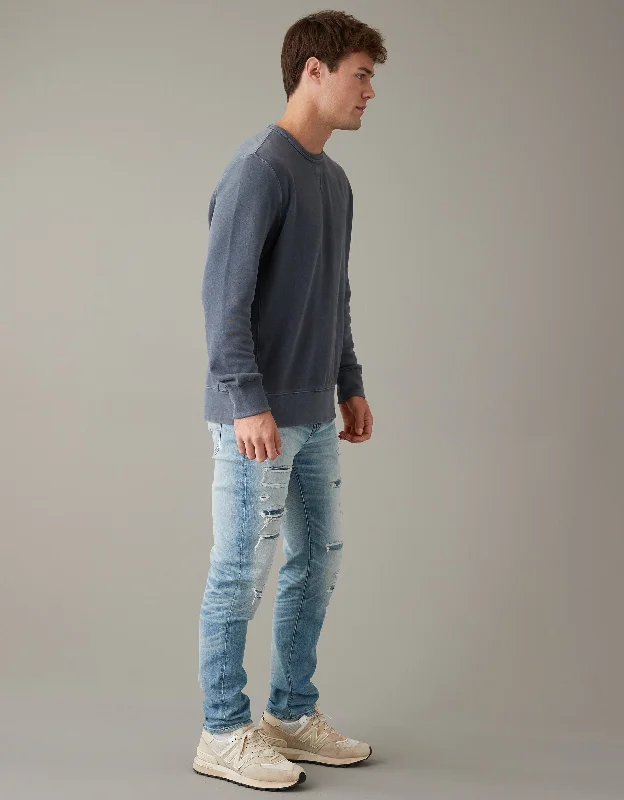 Casual Ripped Men's JeansAE AirFlex+ Patched Athletic Fit Jean