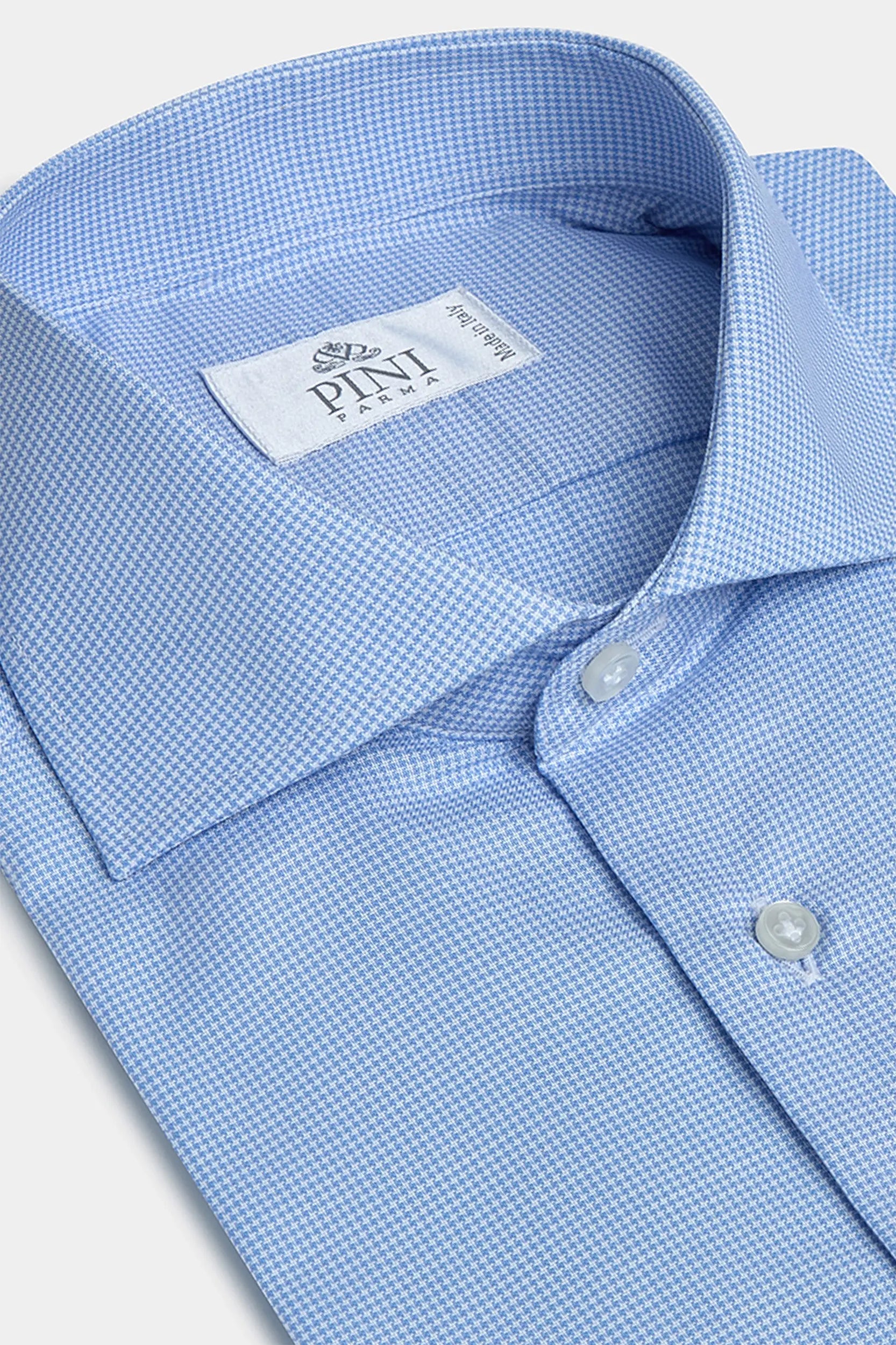 Layered Men's Henley ShirtsHoundstooth Light Blue Shirt - Made in Italy