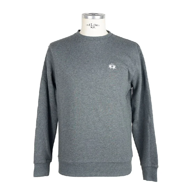 Men's Sweaters with Set-In SleevesLa Martina Gray Cotton Men Men's Sweater