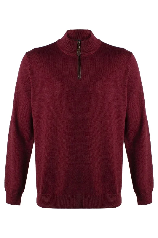 Elegant Men's Shawl-Collar SweatersExtra Fine 'Zegna Baruffa' Merino Wool Quarter-Zip Sweater in Port by Viyella Elegant Men's Shawl-Collar SweatersExtra Fine 'Zegna Baruffa' Merino Wool Quarter-Zip Sweater in Port by Viyella