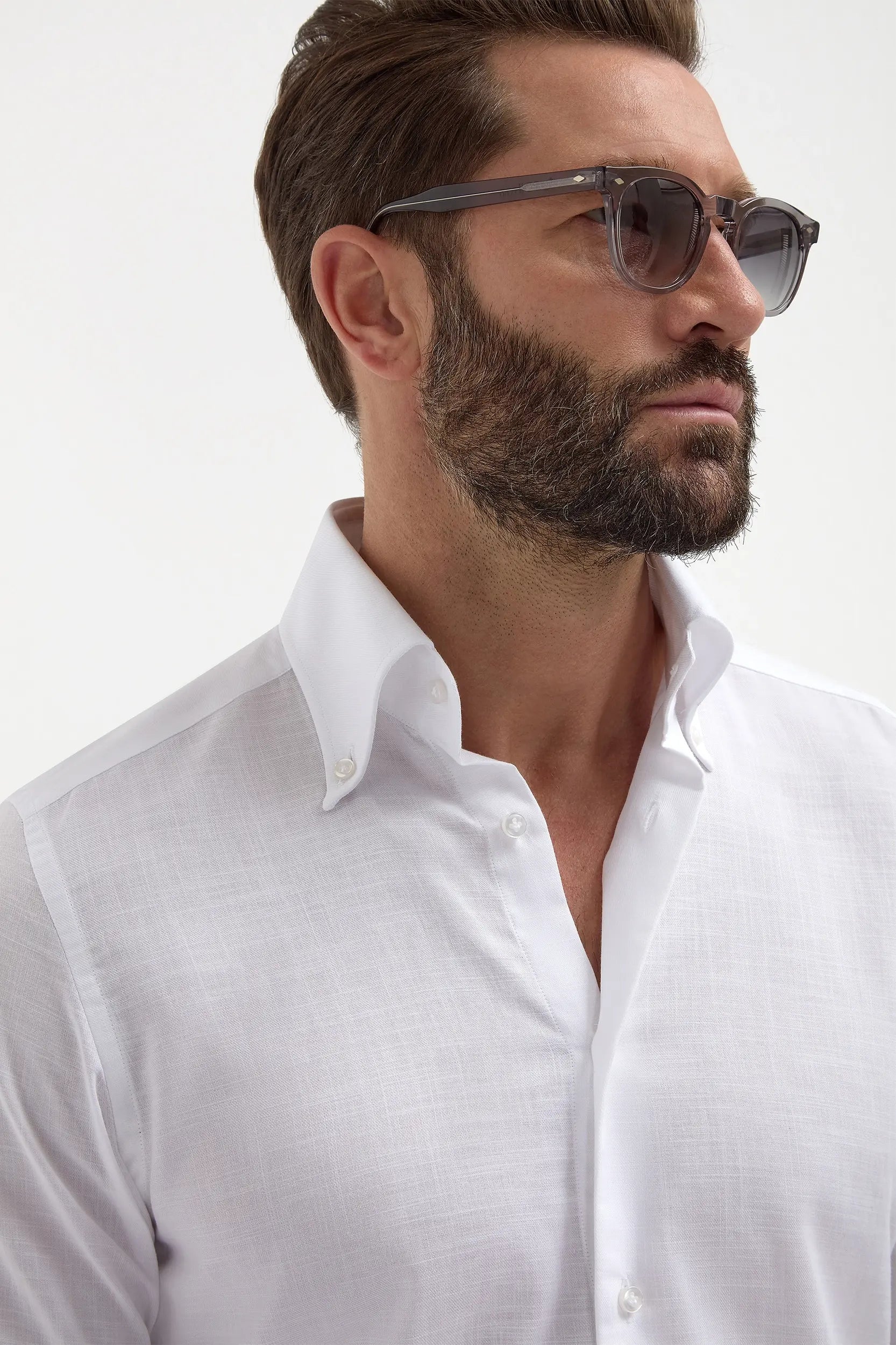 Durable Men's Work ShirtsWhite chambray button down shirt - Made in Italy
