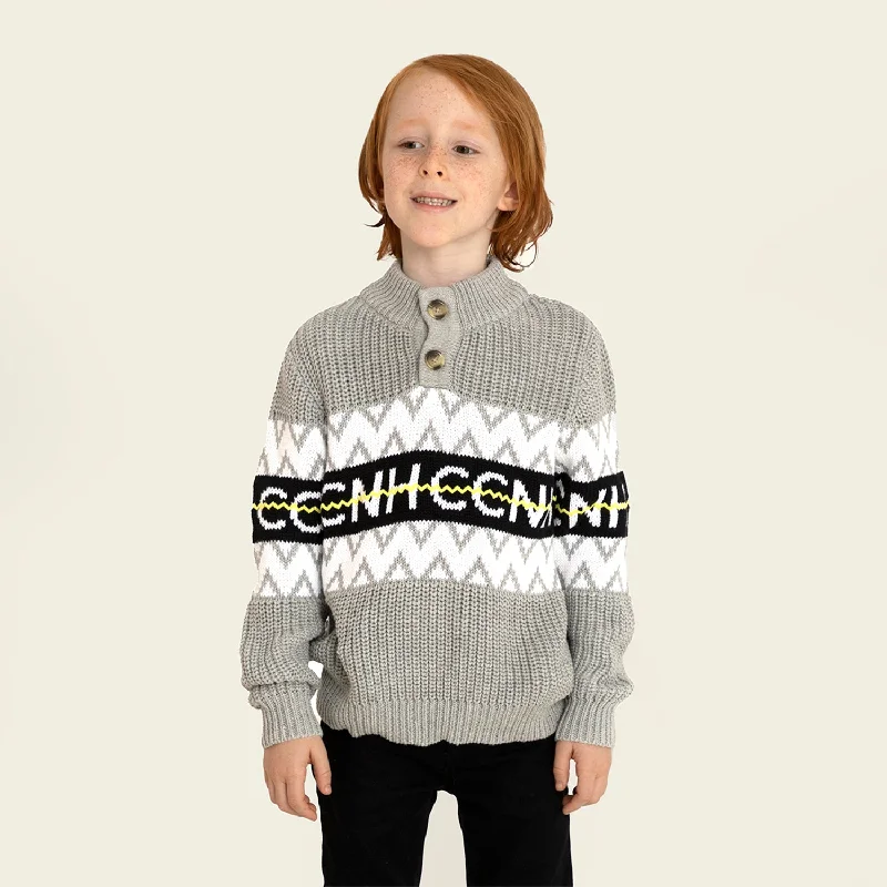 Comfortable Men's Cotton SweatersEmbroidered Fair Isle High Neck Sweater