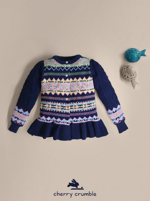 Men's Sweaters with Argyle PatternsCherry Crumble Girls Multicolour Regular Length Full Sleeves Intarsia and Cabel Knit Peplum Girls Sweater Men's Sweaters with Argyle PatternsCherry Crumble Girls Multicolour Regular Length Full Sleeves Intarsia and Cabel Knit Peplum Girls Sweater