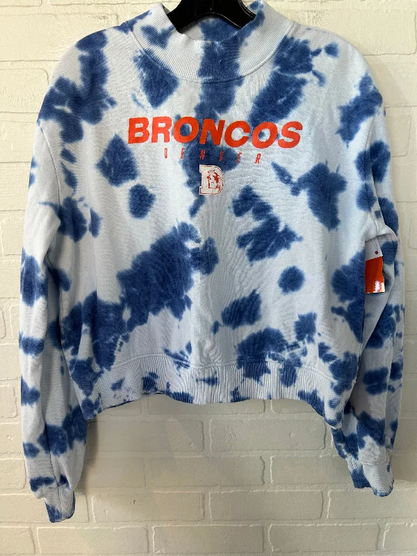 Men's Hoodies for SnowshoeingSweatshirt Crewneck By Junk Food In Blue & White, Size: M Men's Hoodies for SnowshoeingSweatshirt Crewneck By Junk Food In Blue & White, Size: M