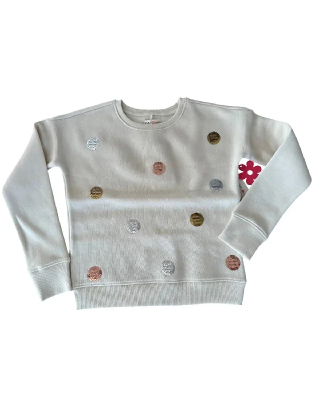 Men's Shirts with Graphic PrintsGirl's Polka Dot Sweatshirt In Ivory