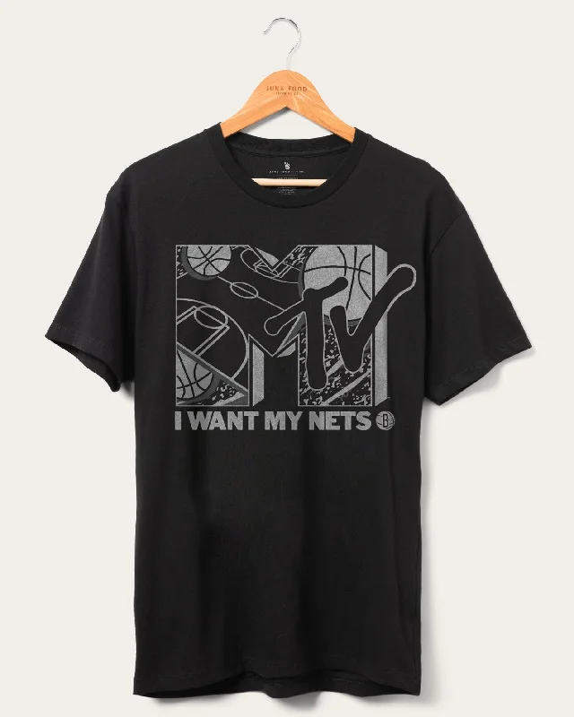 Men's Shirts with Patchwork SleevesNets x MTV I Want My Fan Tee