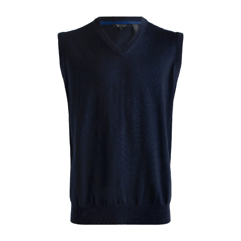 Men's Sweaters with ZippersCotton and Silk Blend V-Neck Sweater Vest in Navy by Viyella Men's Sweaters with ZippersCotton and Silk Blend V-Neck Sweater Vest in Navy by Viyella