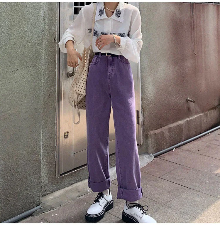Jeans for Men with a Athletic BuildKittenAlarm - High Waist Loose Purple Jeans Pants Jeans for Men with a Athletic BuildKittenAlarm - High Waist Loose Purple Jeans Pants
