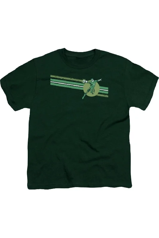 Casual Men's T-ShirtsDC Comics Lantern Stripe Short Sleeve Youth Tee / T-Shirt