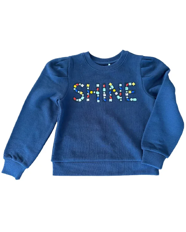Men's Shirts with French CuffsGirl's Shine 3D Applique Jewel Sweatshirt In Navy